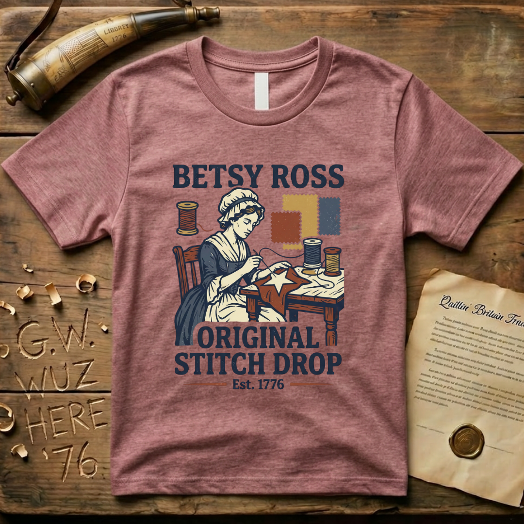 Betsy Ross The Original Stitch Drop American Flag 1776 T-Shirt