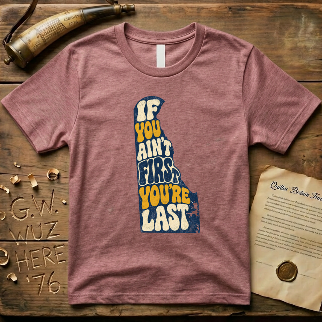 Retro 1970's Style Delaware The First State "If You Ain't First You're Last" T-Shirt