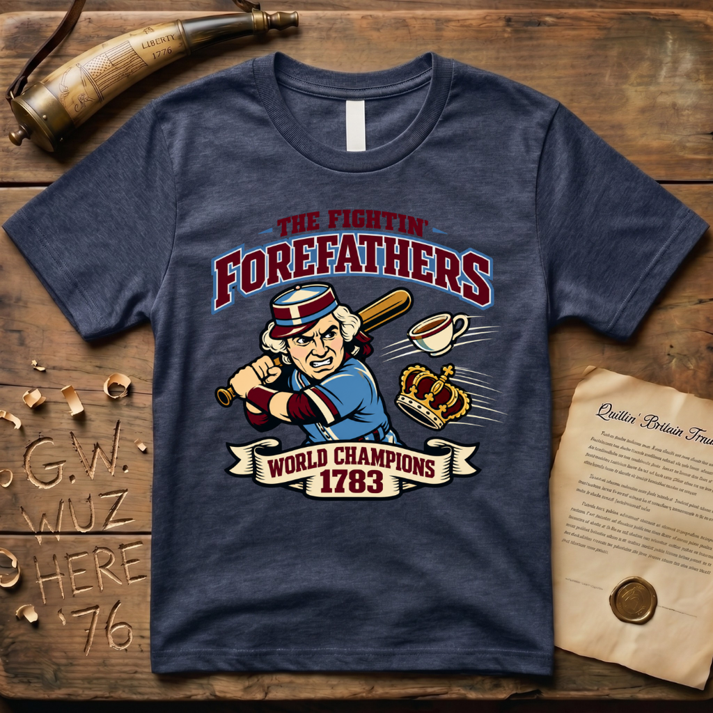 The Fightin' Forefathers World Champions 1783 Baseball Retro Batter T-Shirt