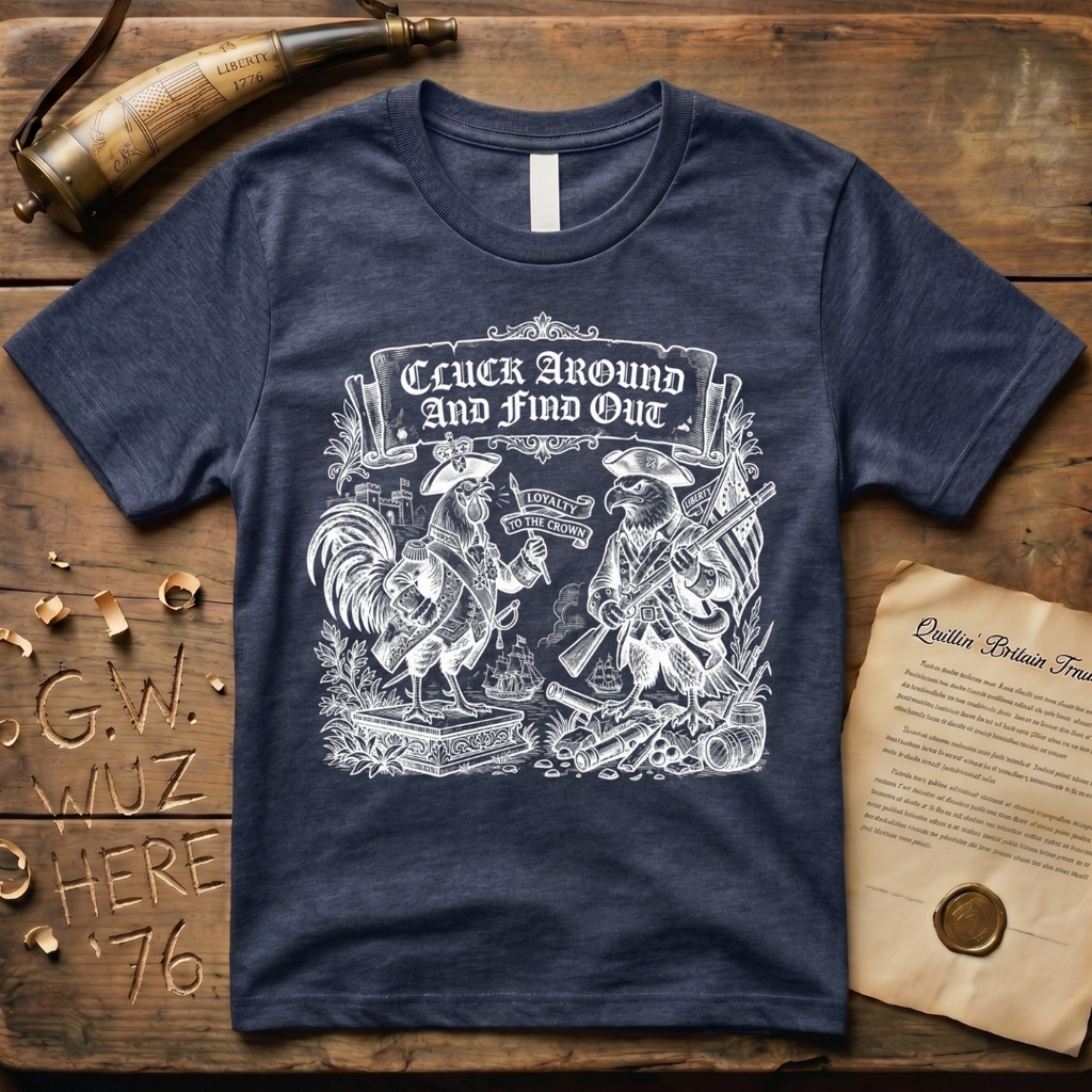 Cluck Around and Find Out Woodcut Dark-Style T-Shirt