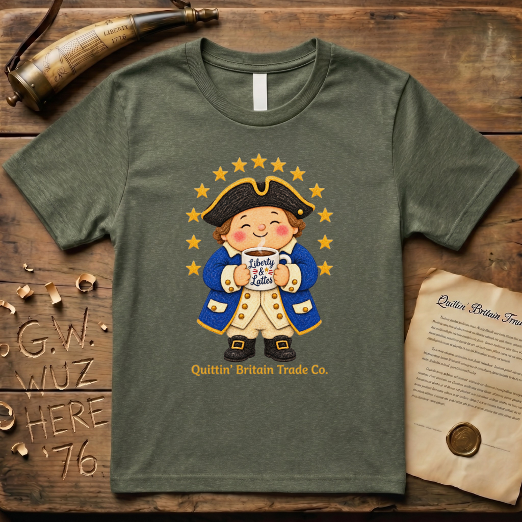 Liberty & Lattes Printed Patchwork Cute Patriot Coffee T-Shirt