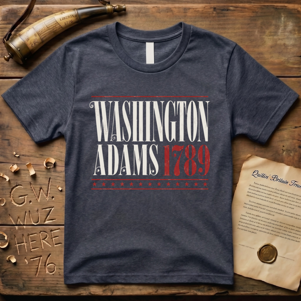Washington - Adams 1789 Vintage Americana Presidential Campaign Dark T-Shirt