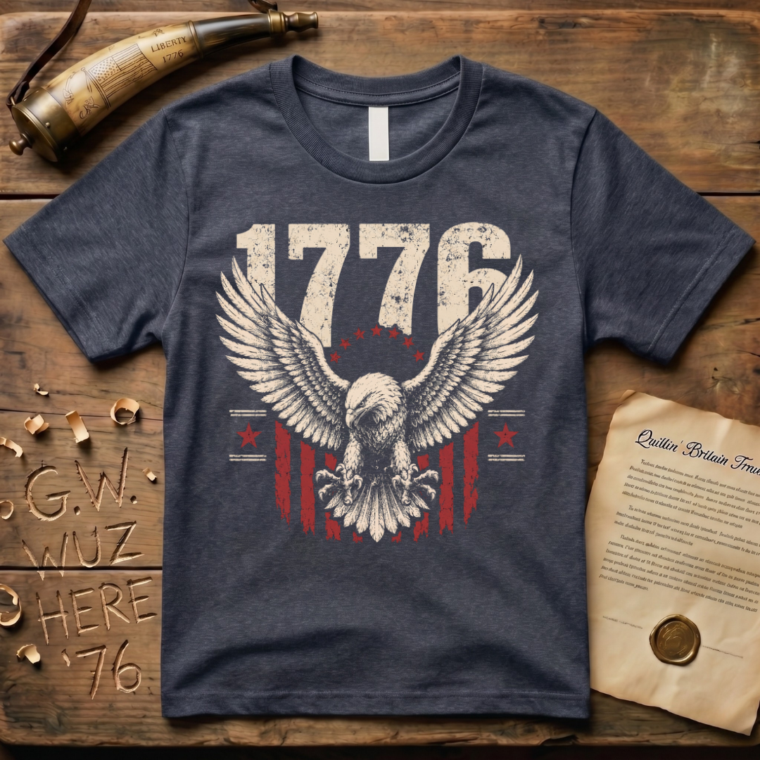 1776 Flying American Eagle Patriotic Flag Dark T-Shirt