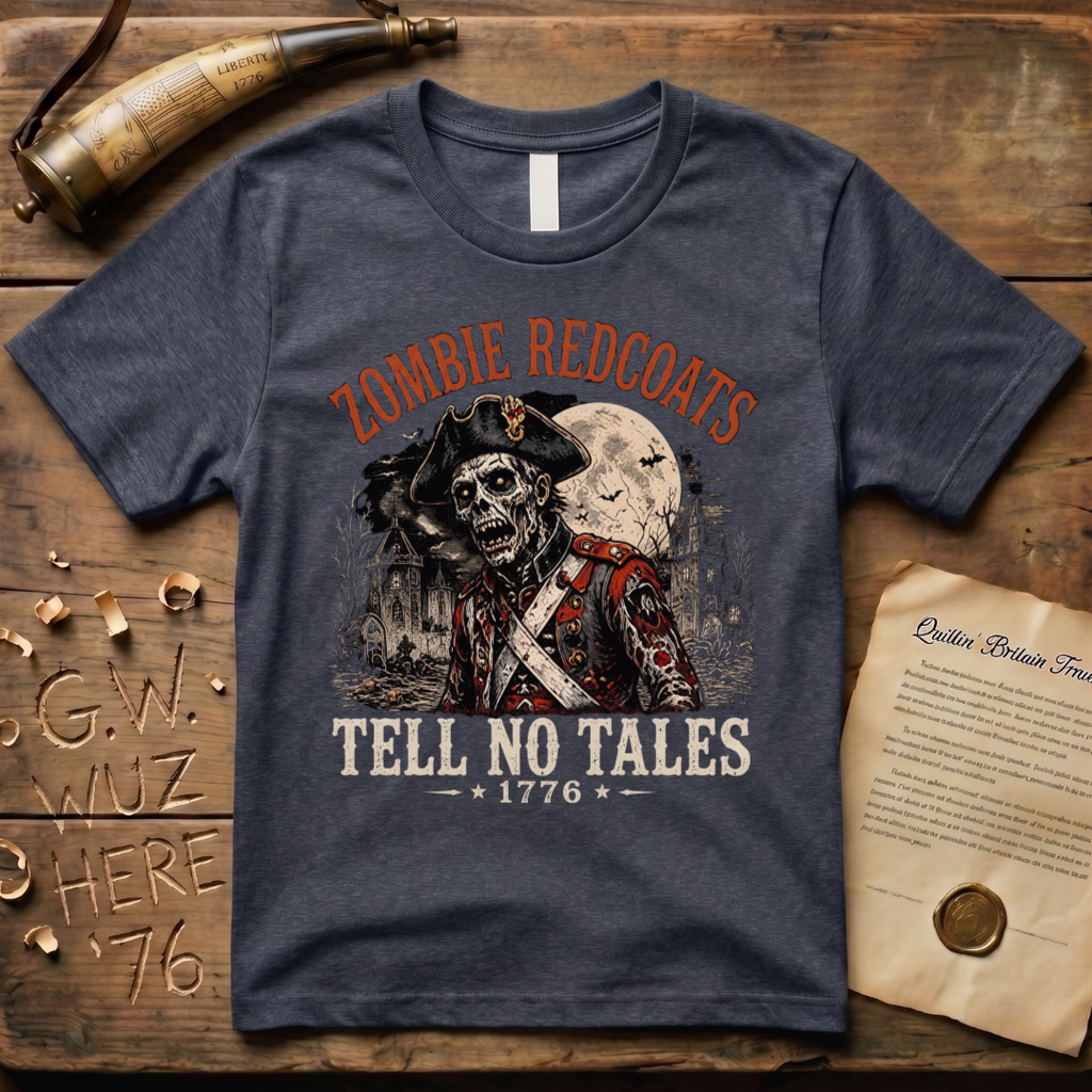 Zombie Redcoats Tell No Tales Halloween 1776 Dark T-Shirt