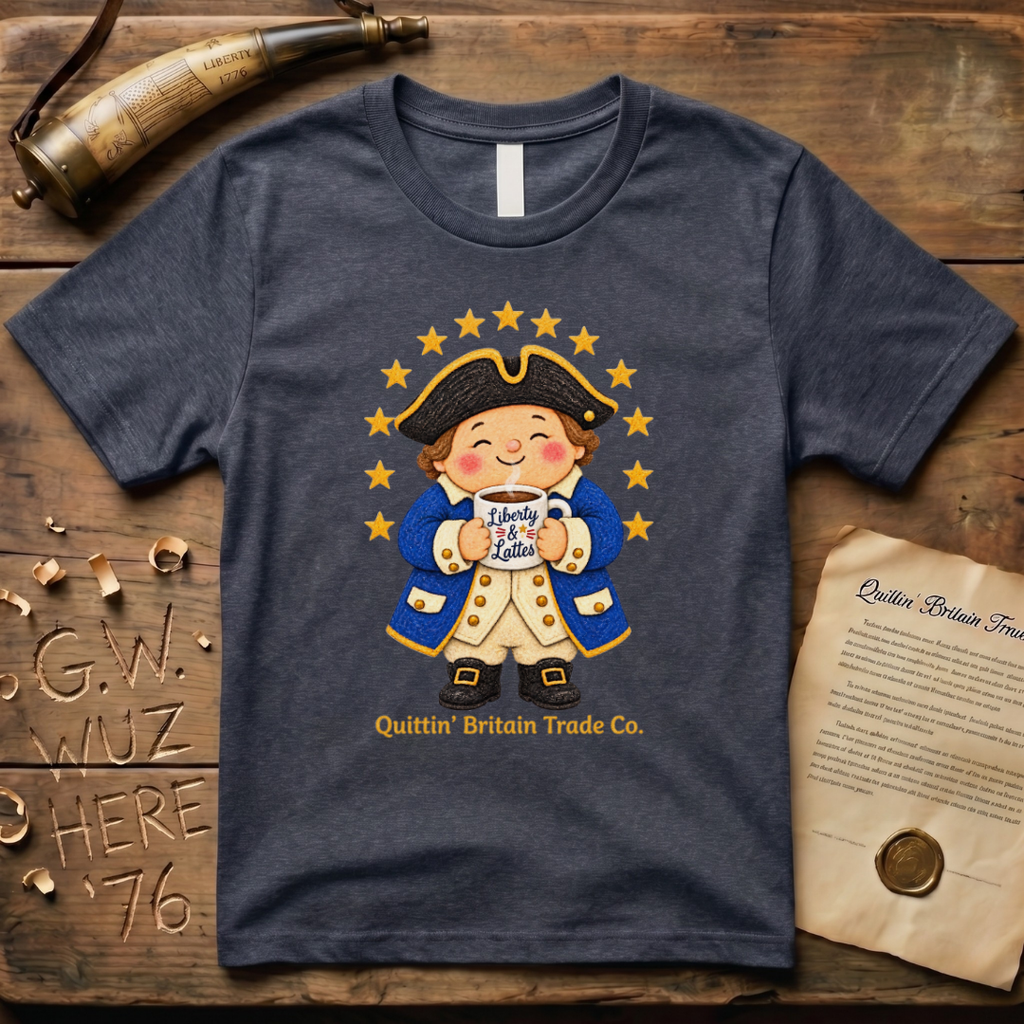 Liberty & Lattes Printed Patchwork Cute Patriot Coffee T-Shirt
