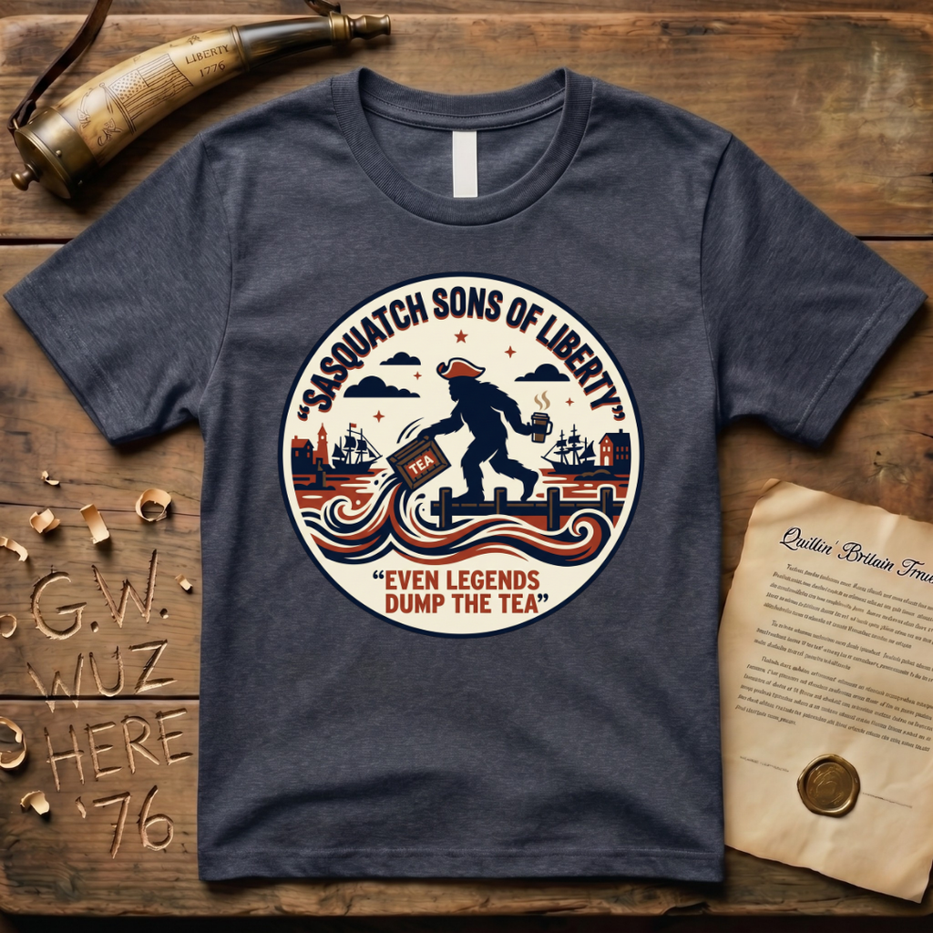 Sasquatch Sons of Liberty, Even Legends Dump the Tea Badge T-Shirt