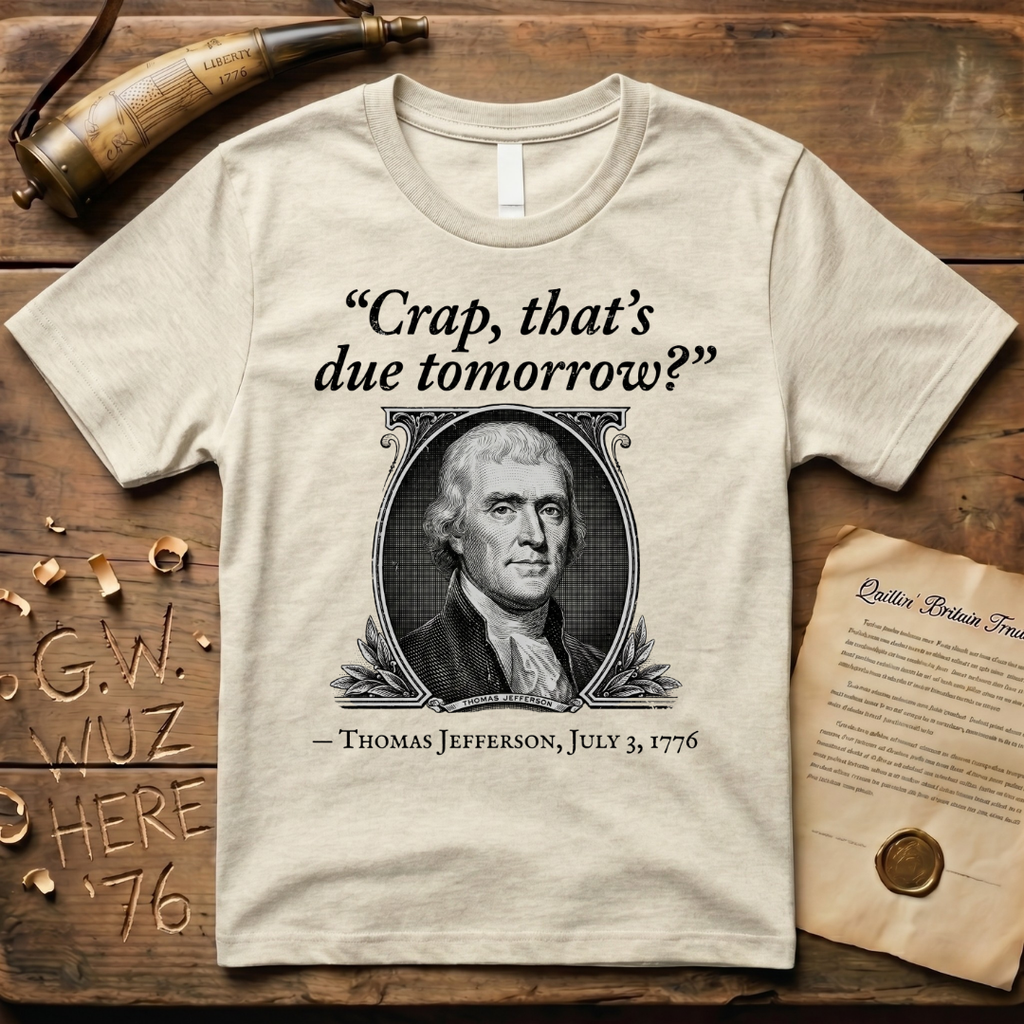 "Crap That's Due Tomorrow?" Thomas Jefferson July 3rd, 1776 T-Shirt