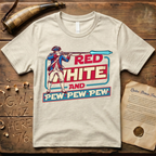 Red White and Pew Pew Pew Vintage Laser Space Musket T-Shirt