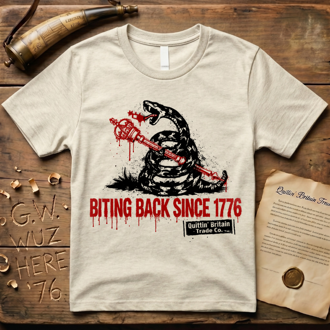 Quittin' Britain Trade Co. Biting Back Since 1776 Timber Rattlesnake T-Shirt
