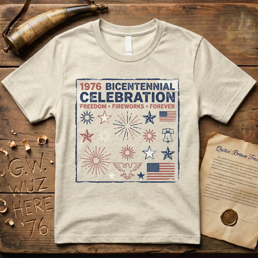Retro 1976 Bicentennial Celebration Freedom, Fireworks, Forever T-Shirt