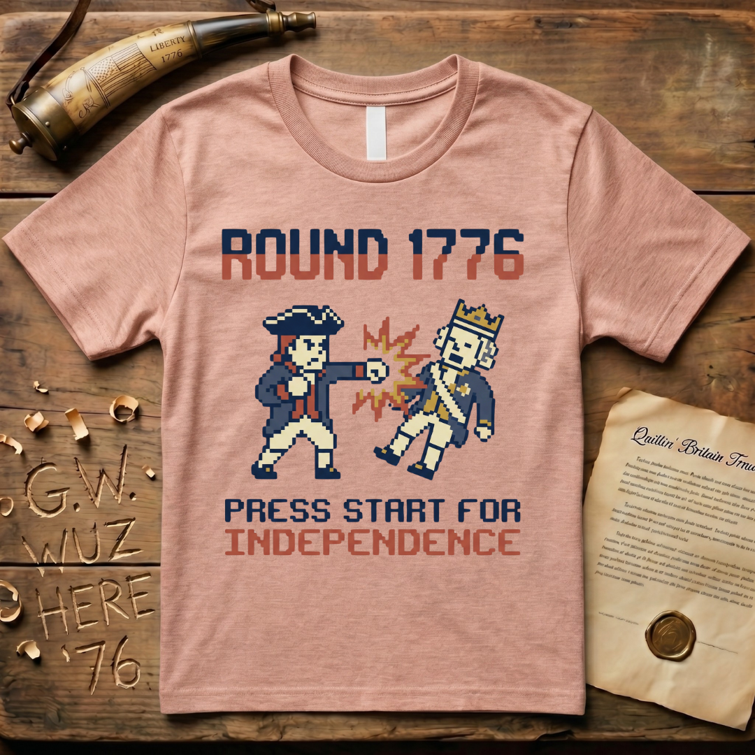 8-Bit Round 1776 Press Start For Independence Punch T-Shirt