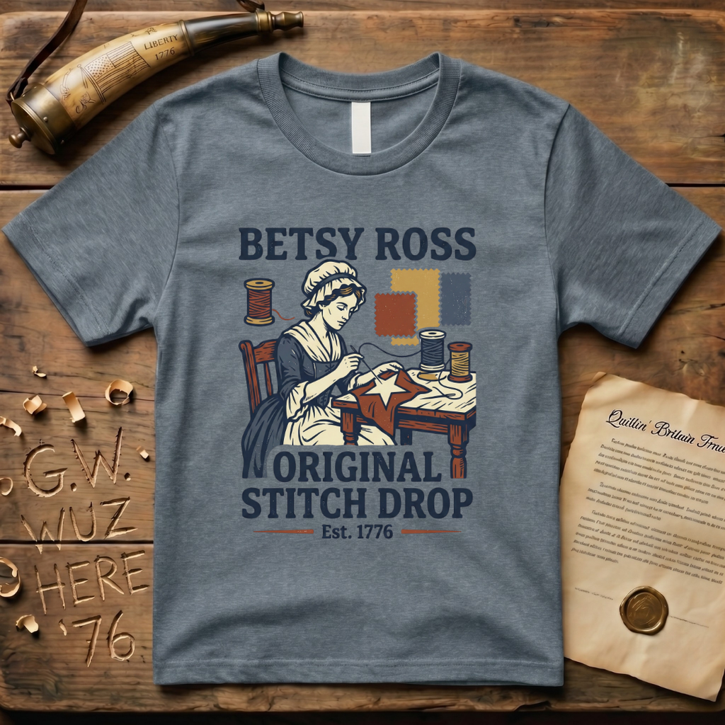 Betsy Ross The Original Stitch Drop American Flag 1776 T-Shirt