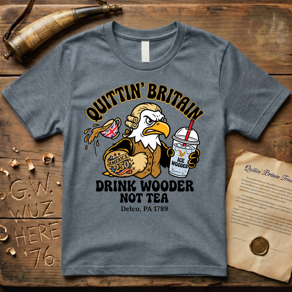 Delco PA Drink Wooder Not Tea America 250 Tattoo T-Shirt