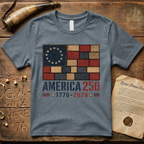 Printed Patchwork America 250 1776-2026 Betsy Ross Dark Flag T-Shirt