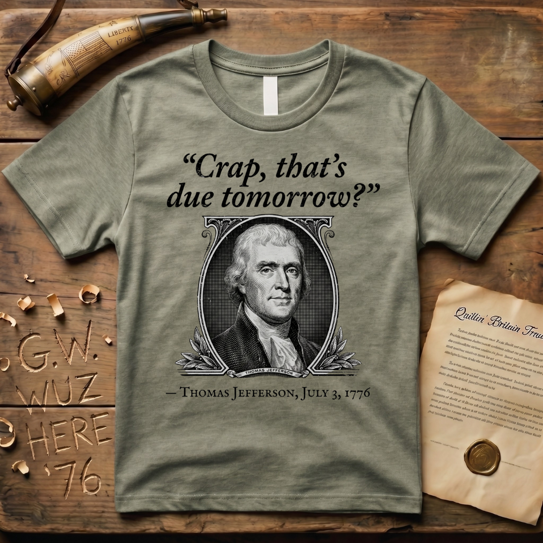 "Crap That's Due Tomorrow?" Thomas Jefferson July 3rd, 1776 T-Shirt