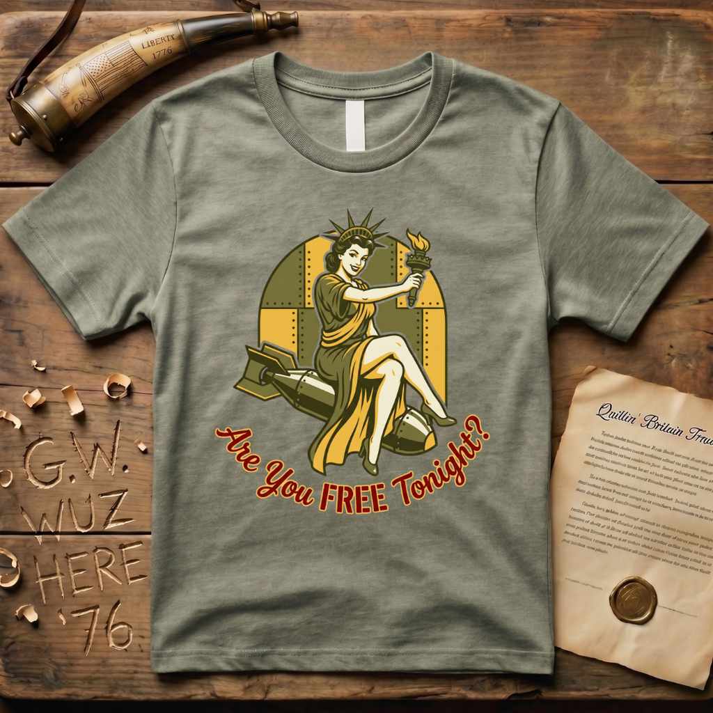 Lady Liberty Are You FREE Tonight Bomber Design T-Shirt