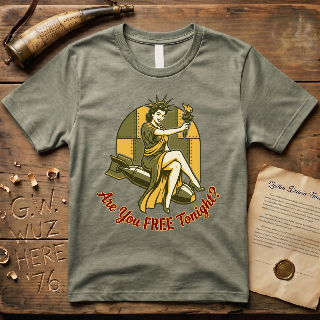 Lady Liberty Are You FREE Tonight Bomber Design T-Shirt