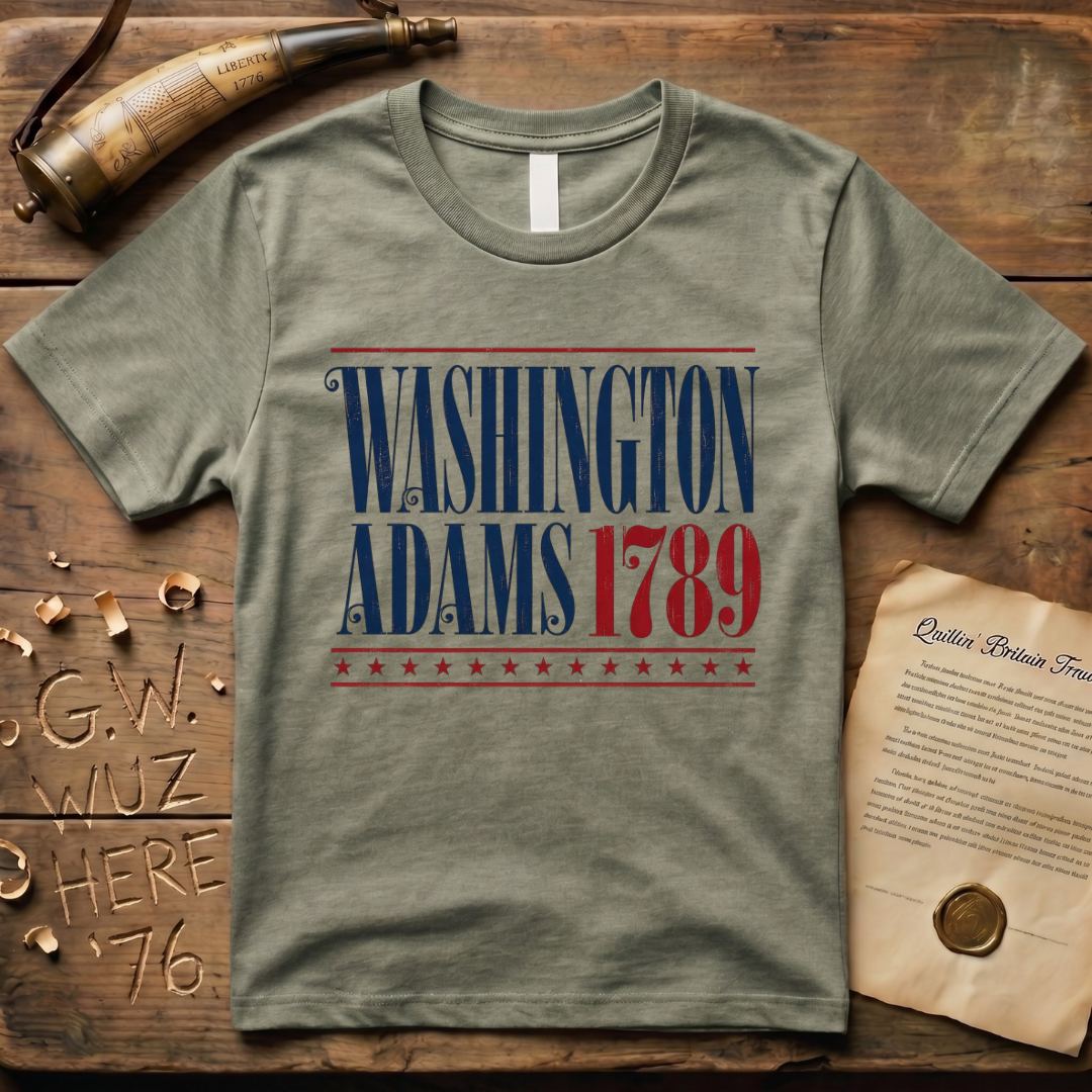 Washington - Adams 1789 Vintage Americana Presidential Campaign T-Shirt