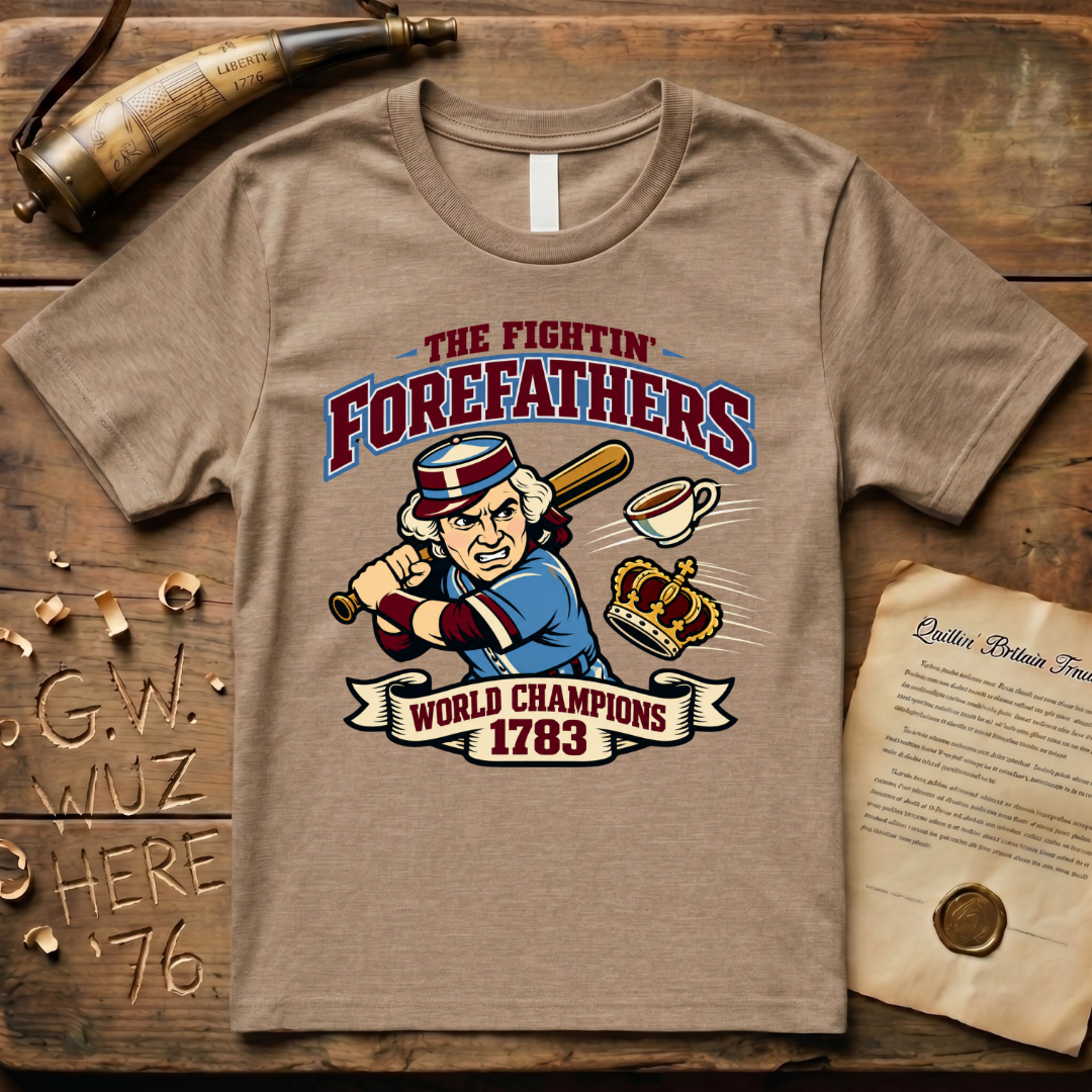The Fightin' Forefathers World Champions 1783 Baseball Retro Batter T-Shirt