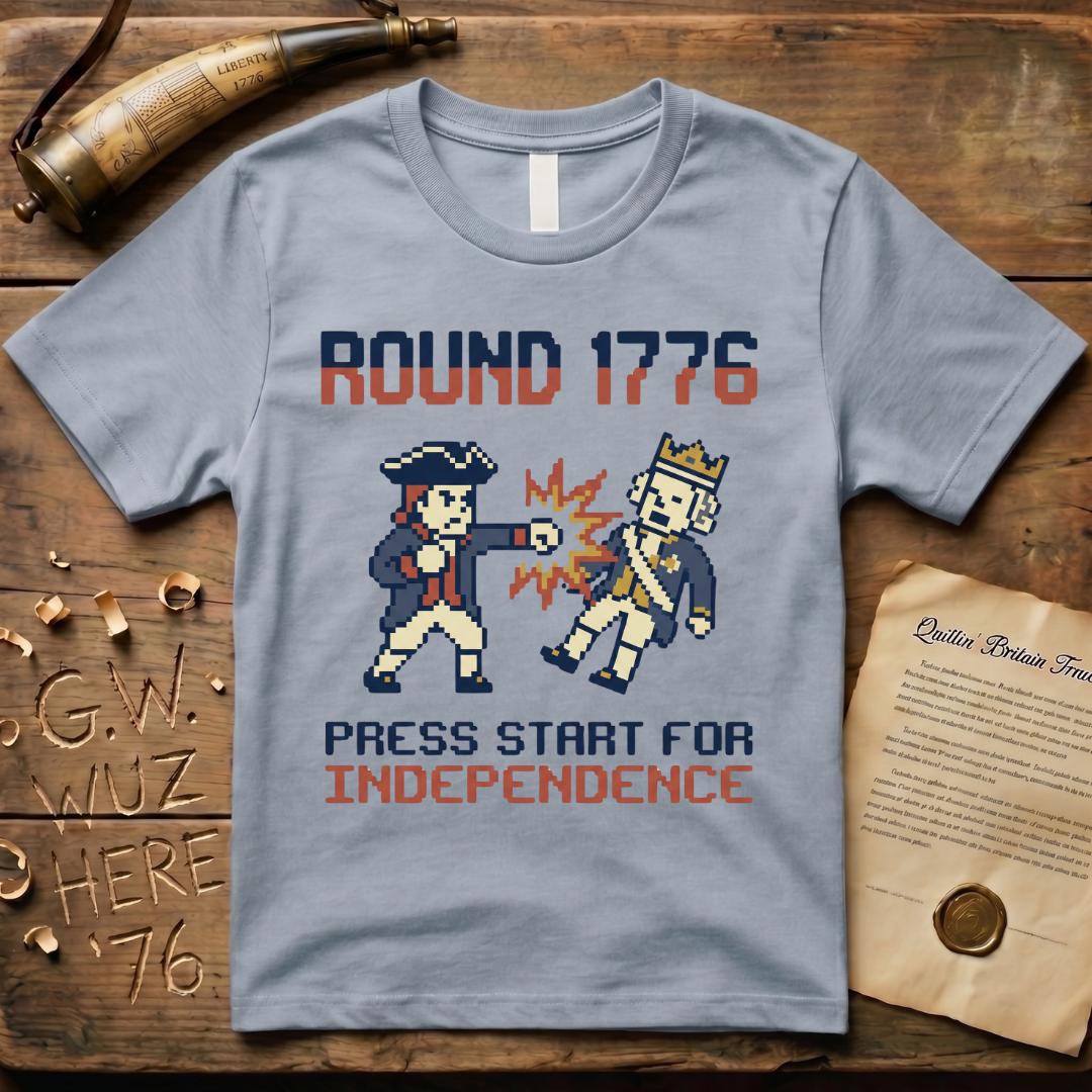 8-Bit Round 1776 Press Start For Independence Punch T-Shirt