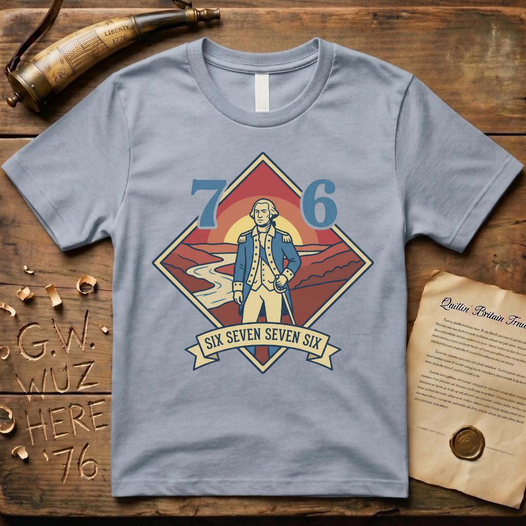 Six-Seven Seven-Six George Washington Retro Landscape 1776 T-Shirt