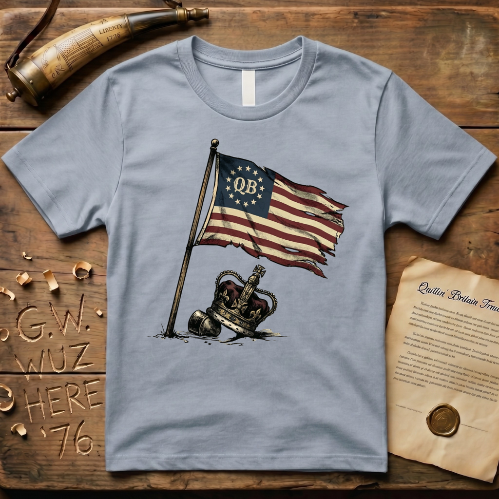 Quittin' Britain Trade Co. QB Flag Over Crown Design T-Shirt