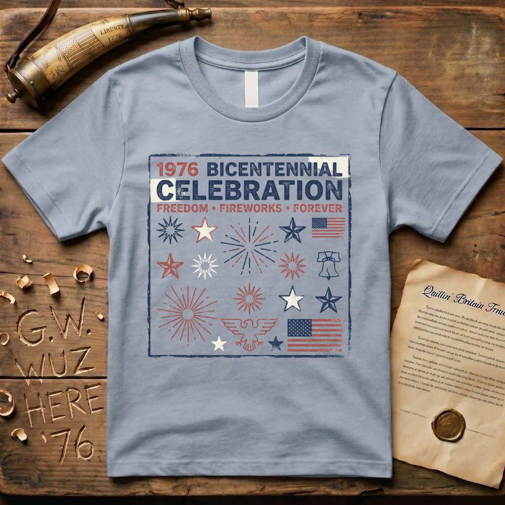 Retro 1976 Bicentennial Celebration Freedom, Fireworks, Forever T-Shirt