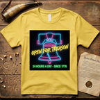 Neon Liberty Bell Sign - Open for Treason 24/7 T-Shirt
