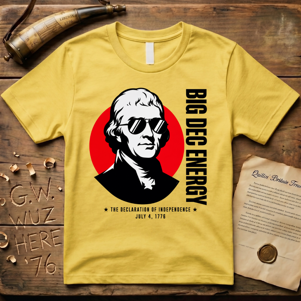 Thomas Jefferson Big DEC Energy 1776 Declaration of Independence Light T-Shirt