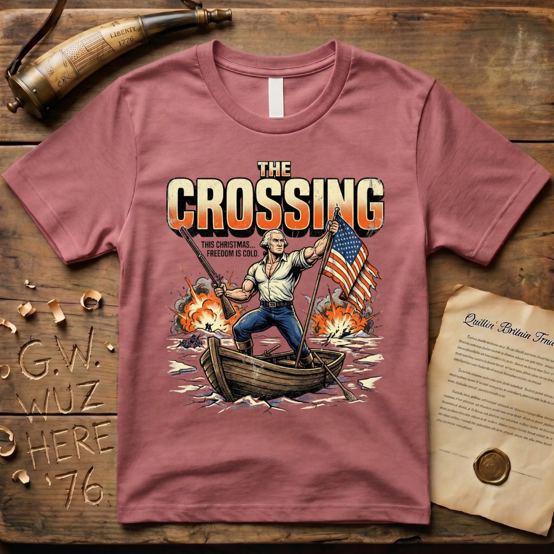 George Washington "The Crossing" "This Christmas Freedom Is Cold" Action Movie T-Shirt