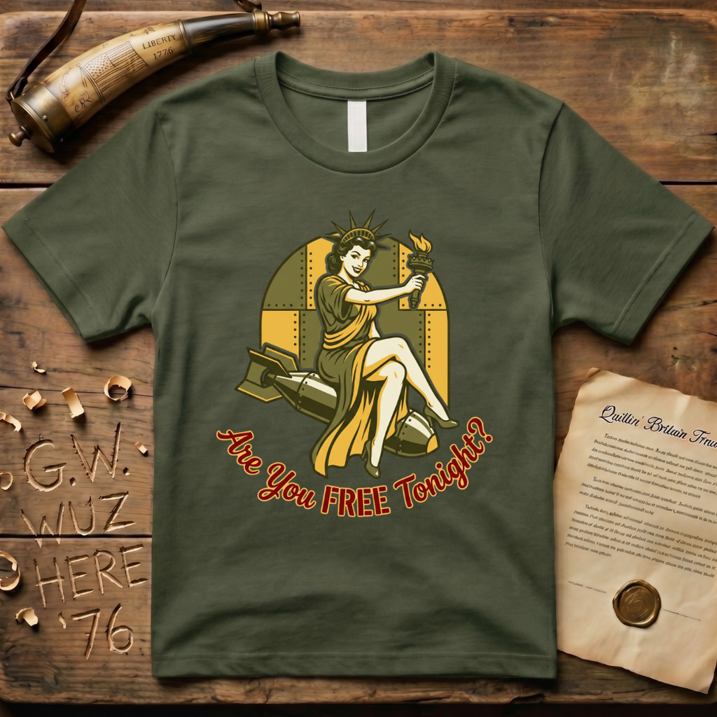 Lady Liberty Are You FREE Tonight Bomber Design T-Shirt
