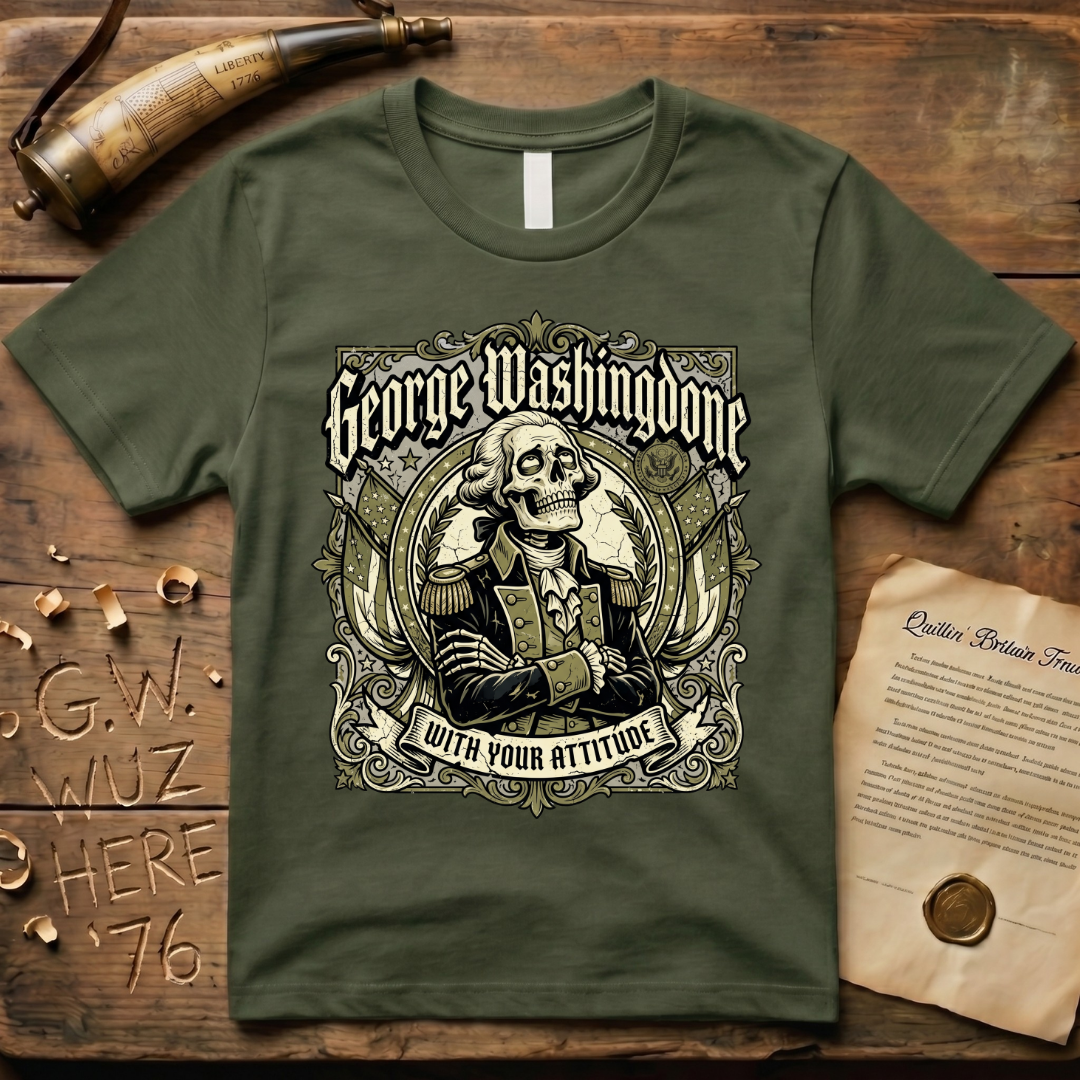 George Washingdone with Your Attitude Skeleton Design T-Shirt