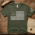 Distressed Historic Bennington Flag Chest & Sleeve Dark T-Shirt