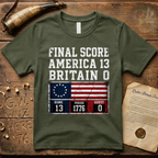 Final Score America 13 Britain 0 Period 1776 Scoreboard T-Shirt
