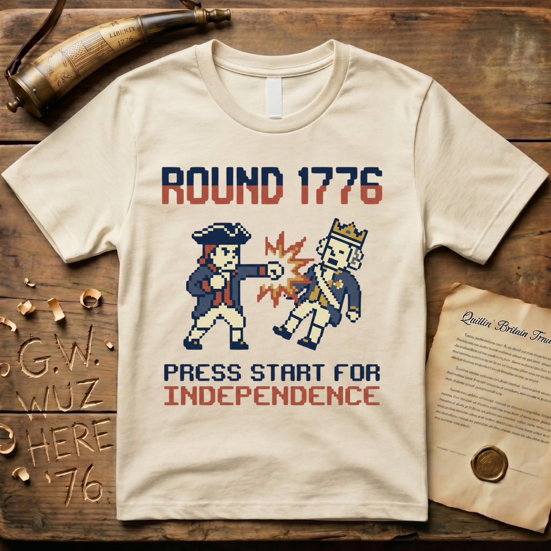 8-Bit Round 1776 Press Start For Independence Punch T-Shirt