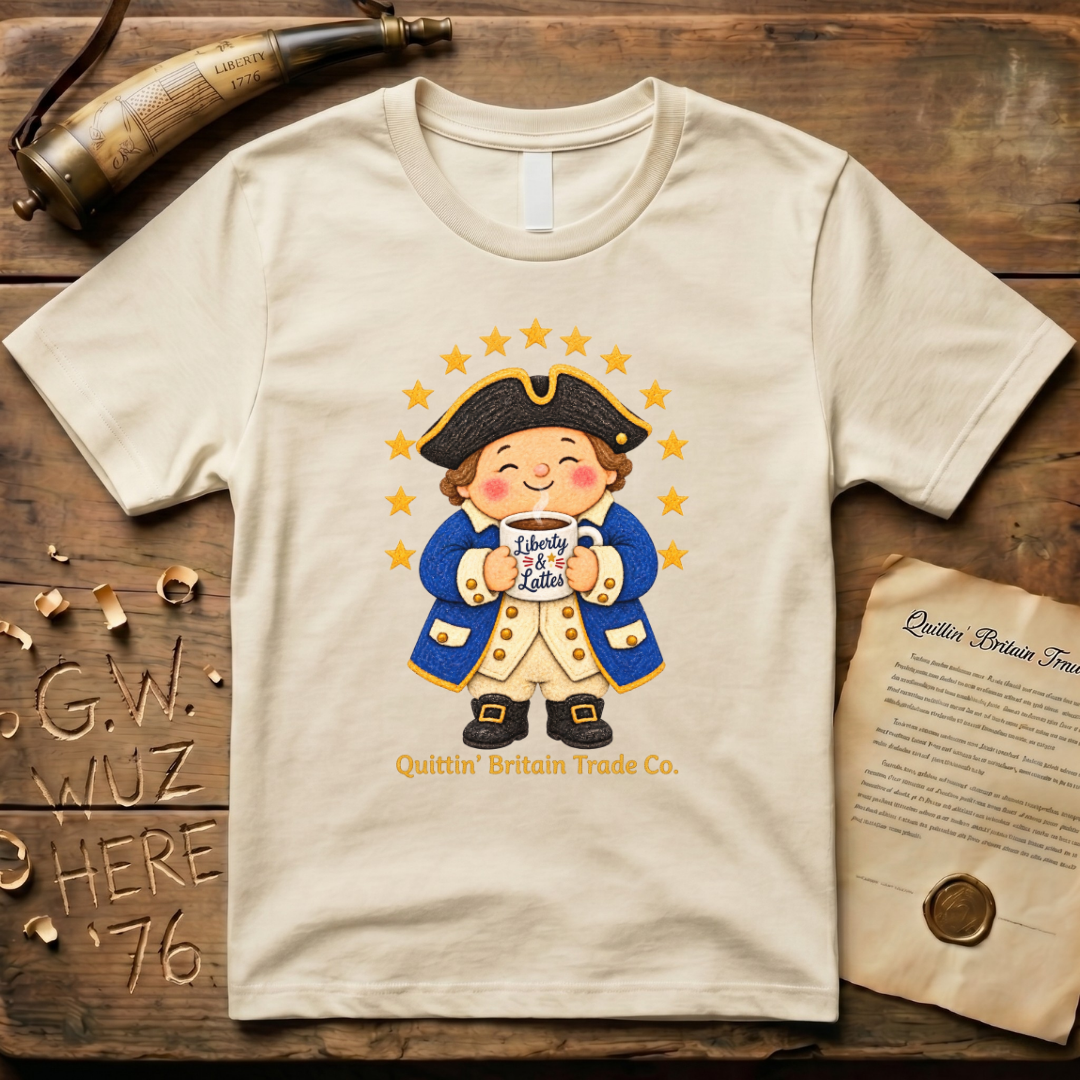 Liberty & Lattes Printed Patchwork Cute Patriot Coffee T-Shirt