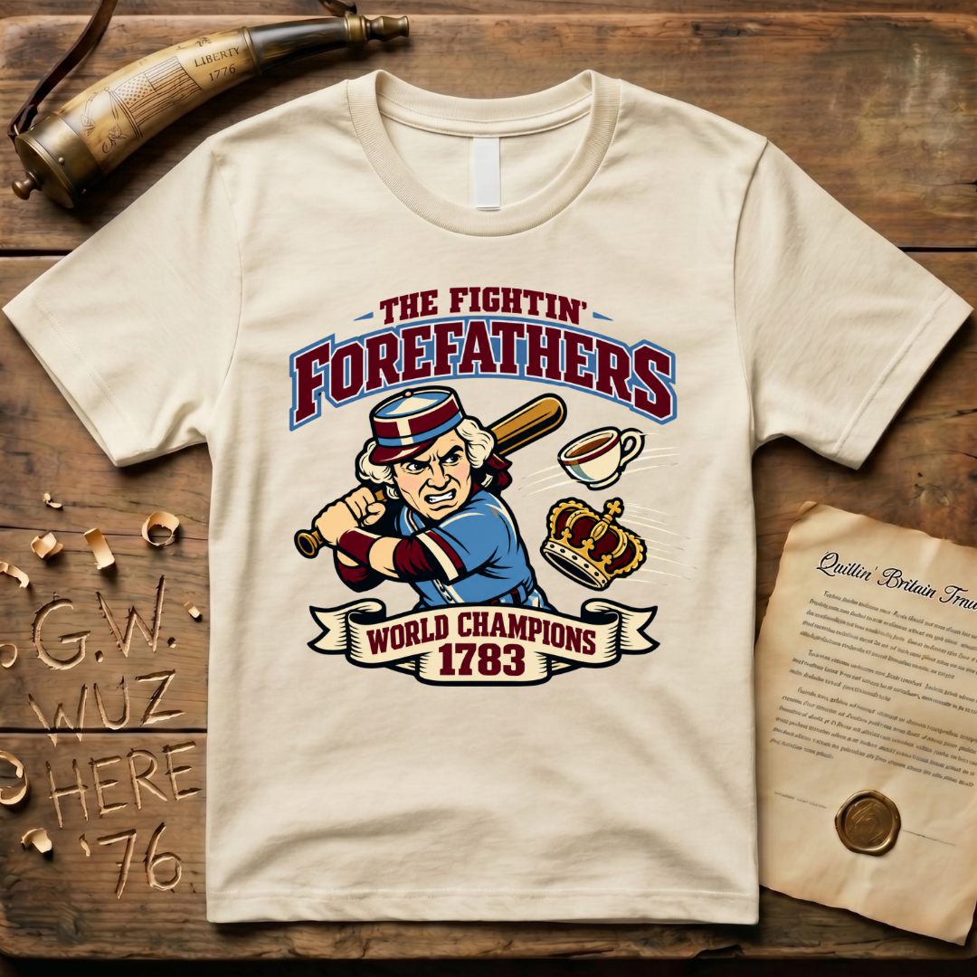The Fightin' Forefathers World Champions 1783 Baseball Retro Batter T-Shirt
