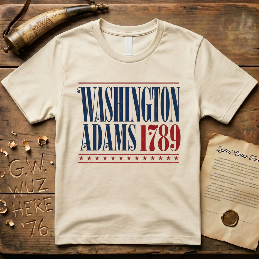 Washington - Adams 1789 Vintage Americana Presidential Campaign T-Shirt