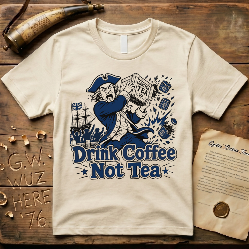 Crazed Colonist Drink Coffee Not Tea T-Shirt