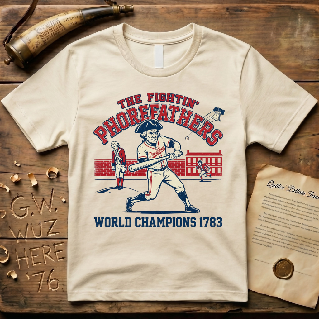 The Fightin' Phorefathers - World Champions 1783 Baseball T-Shirt