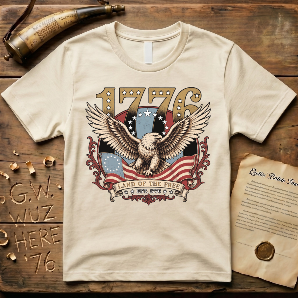 Majestic American Eagle - Land of the Free 1776 Dark T-Shirt
