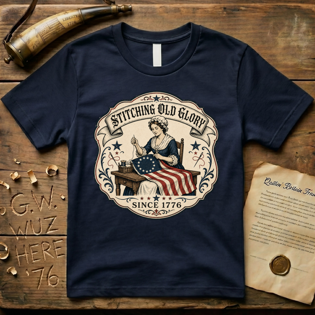 Stitching Old Glory Betsy Ross Sewing 1776 Flag T-Shirt