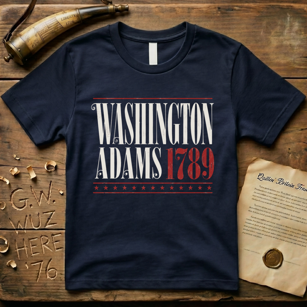 Washington - Adams 1789 Vintage Americana Presidential Campaign Dark T-Shirt