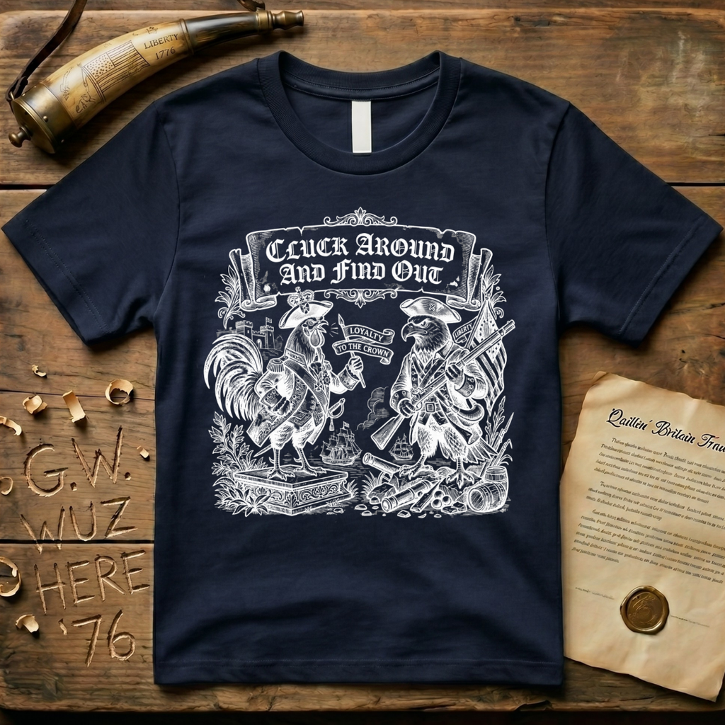 Cluck Around and Find Out Woodcut Dark-Style T-Shirt