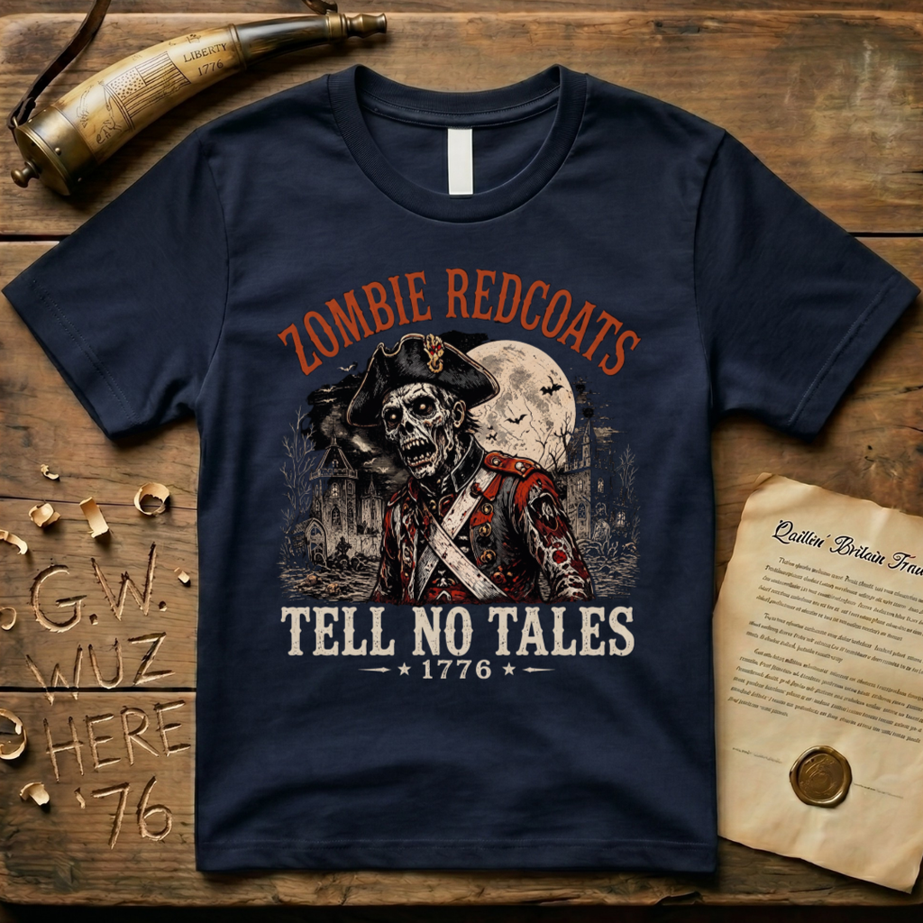 Zombie Redcoats Tell No Tales Halloween 1776 Dark T-Shirt