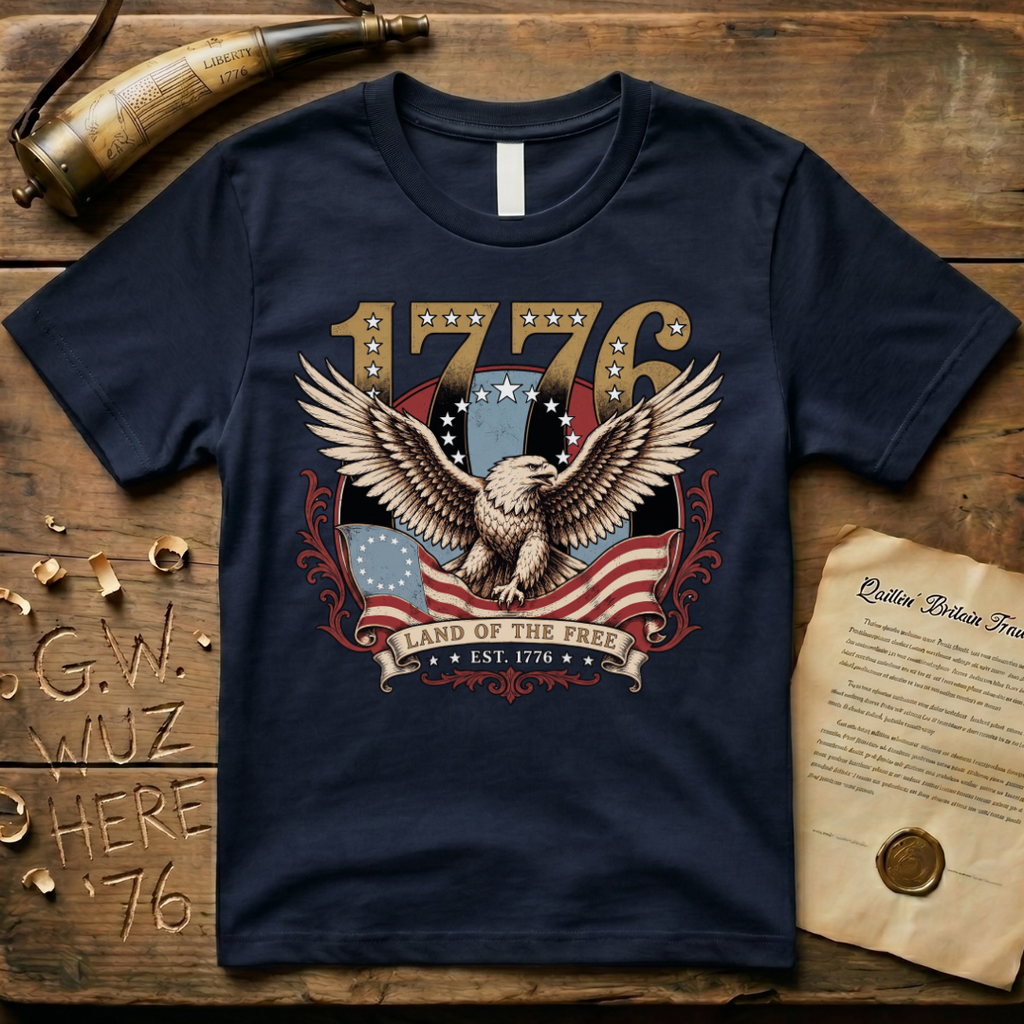 Majestic American Eagle - Land of the Free 1776 Dark T-Shirt