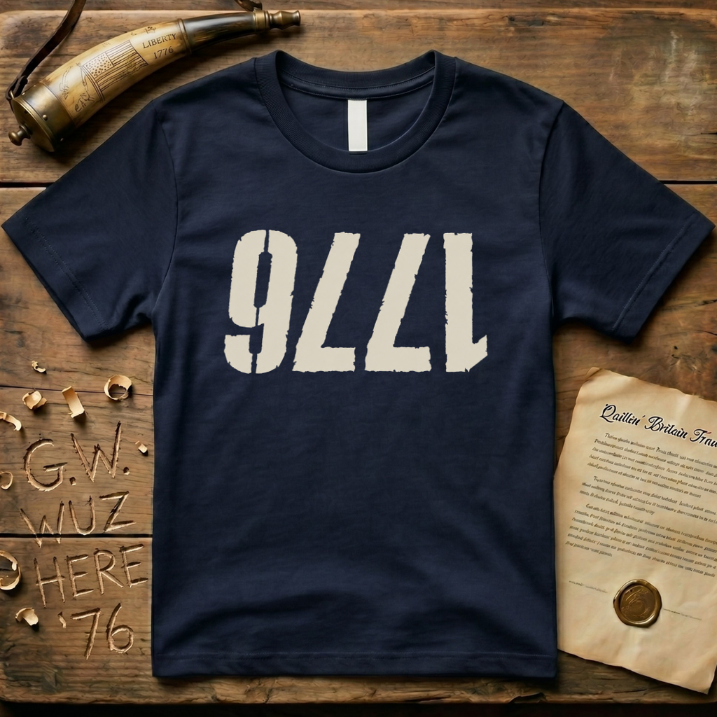 Upside Down 1776 Grunge-Style Dark T-Shirt
