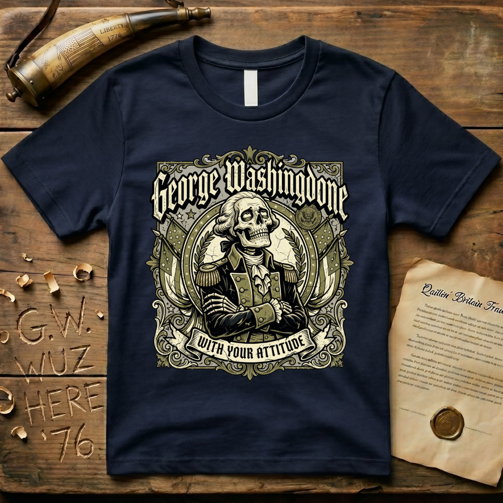 George Washingdone with Your Attitude Skeleton Design T-Shirt