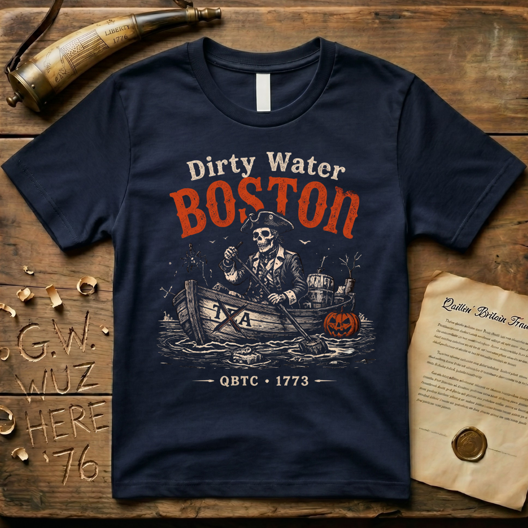Boston Harbor Dirty Water Halloween Tea Party 1773 Dark T-Shirt