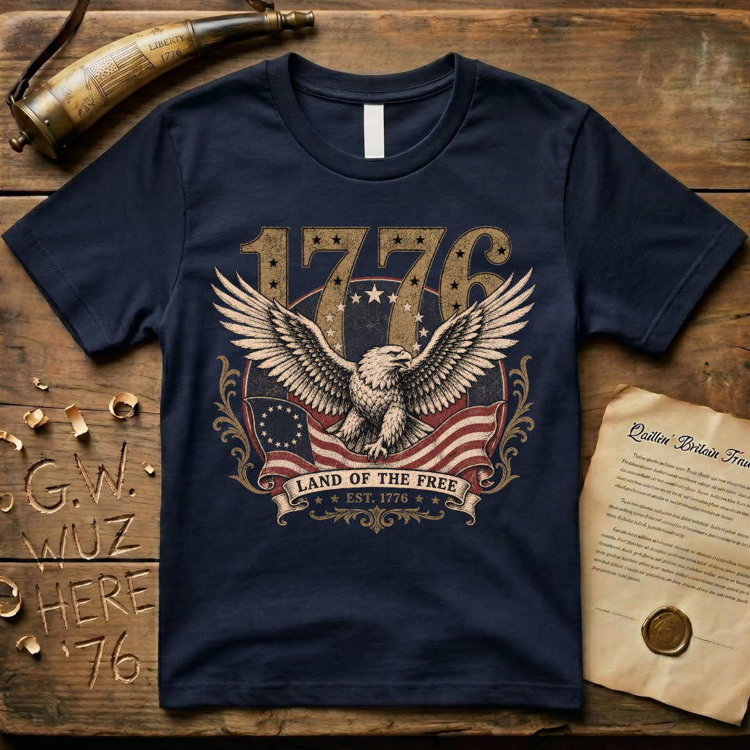 Majestic Eagle Land of the Free Dark Gold T-Shirt